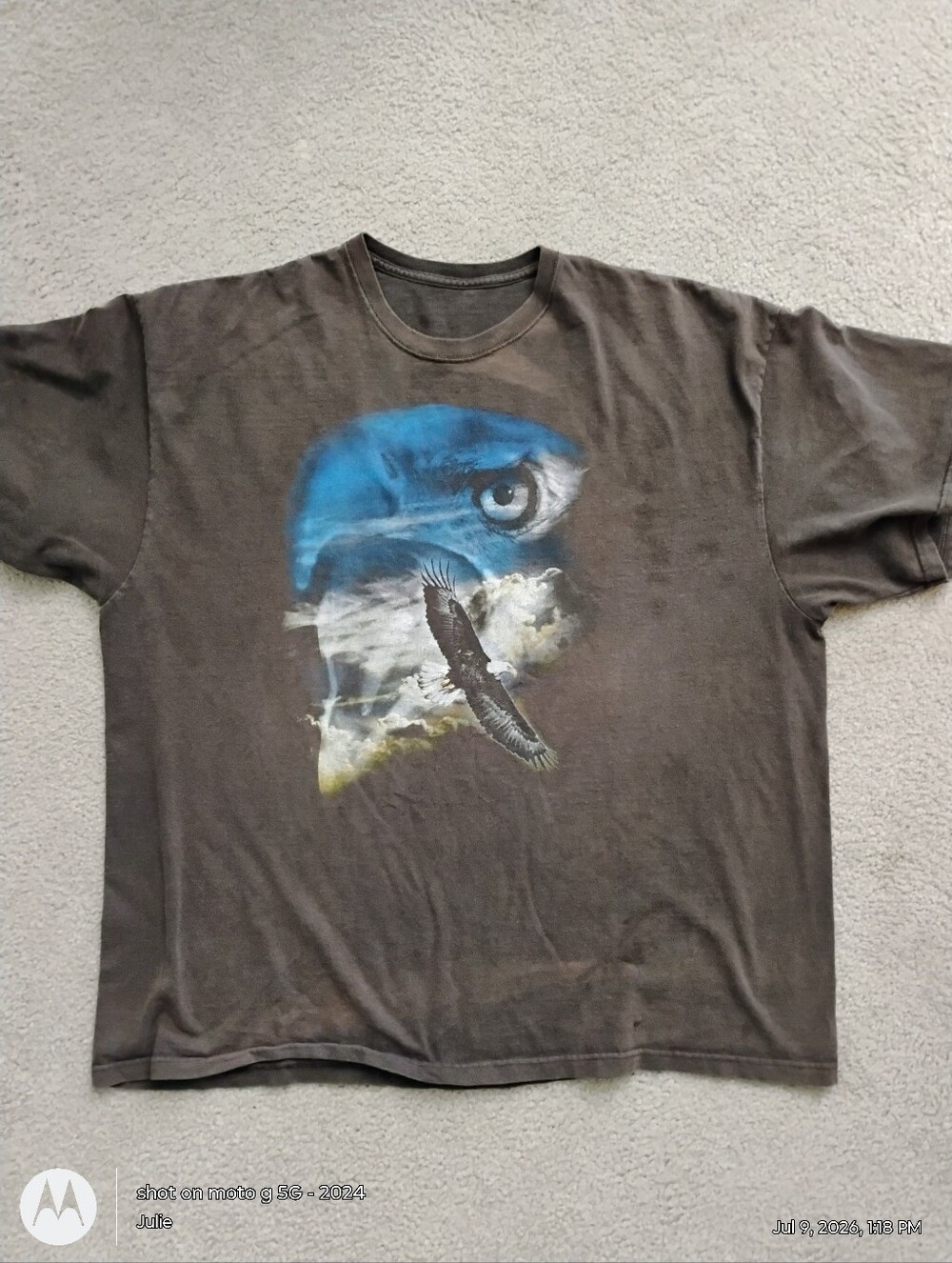 Retro 90s Thrashed Eagle Nature Graphic Tee Brown Single Stitch